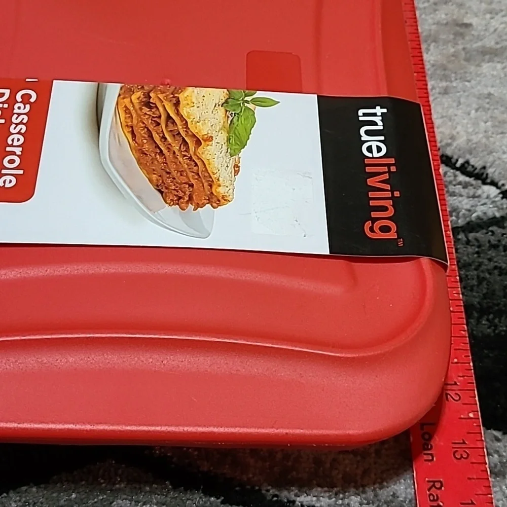 CASSEROLE DISH WITH RED LID 2 QUART TRUELIVING